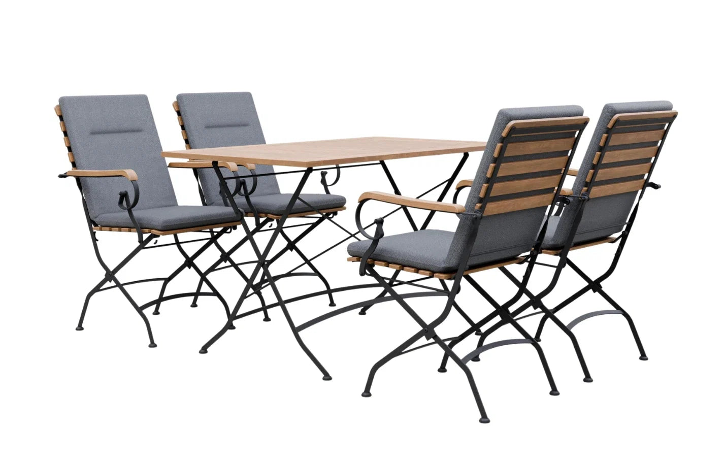 Sicily 4 Seater Teak and Wrought Iron Rectangular 120cm Garden Dining Set