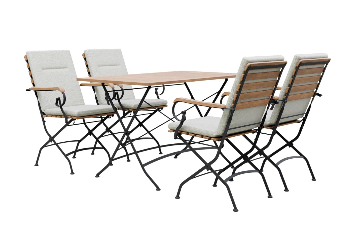 Sicily 4 Seater Teak and Wrought Iron Rectangular 120cm Garden Dining Set