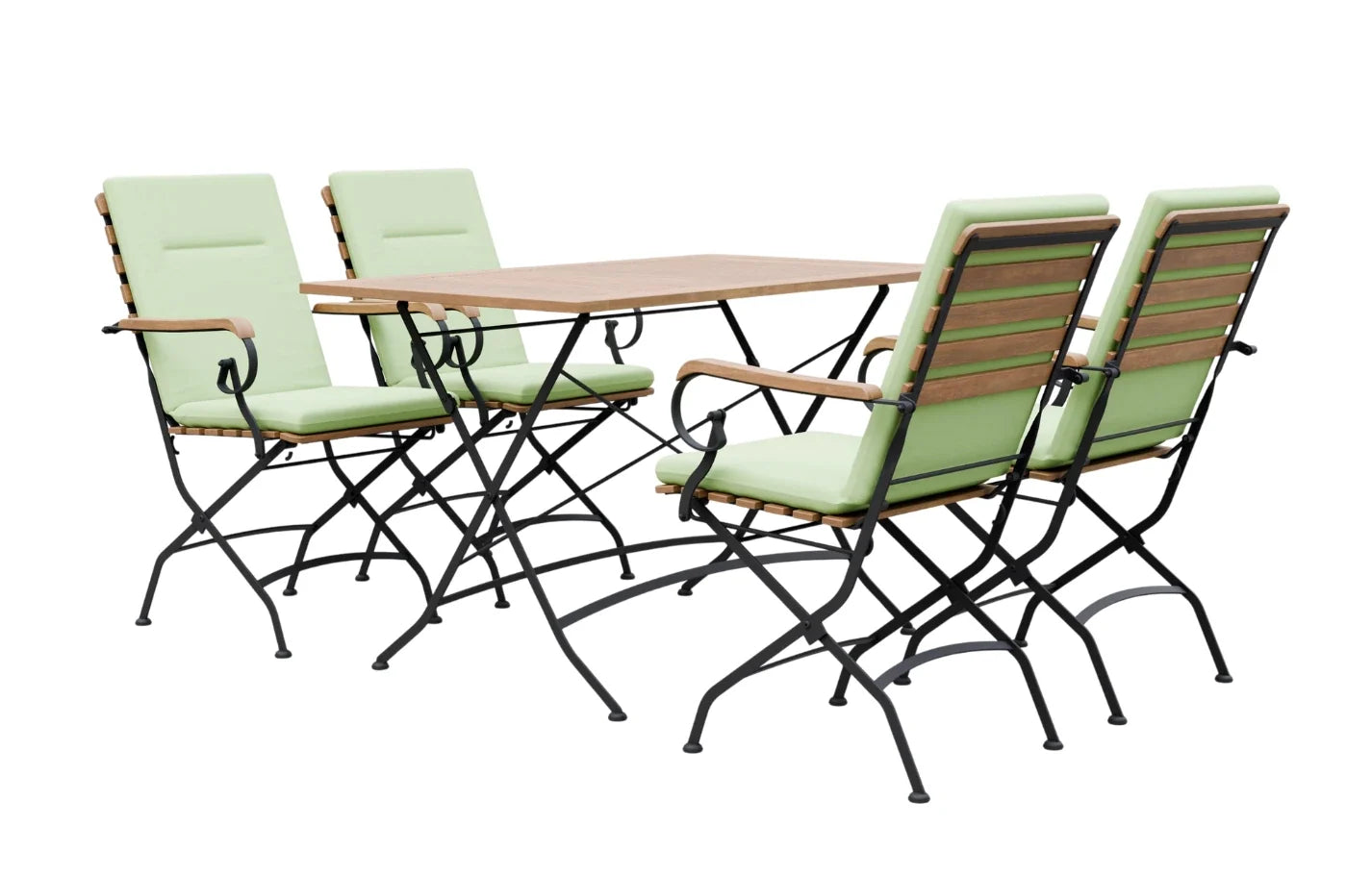 Sicily 4 Seater Teak and Wrought Iron Rectangular 120cm Garden Dining Set