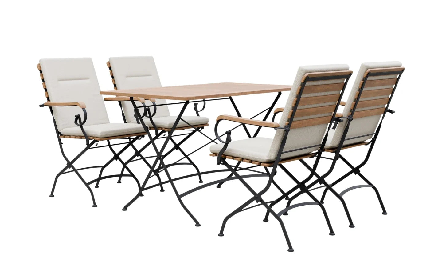 Sicily 4 Seater Teak and Wrought Iron Rectangular 120cm Garden Dining Set