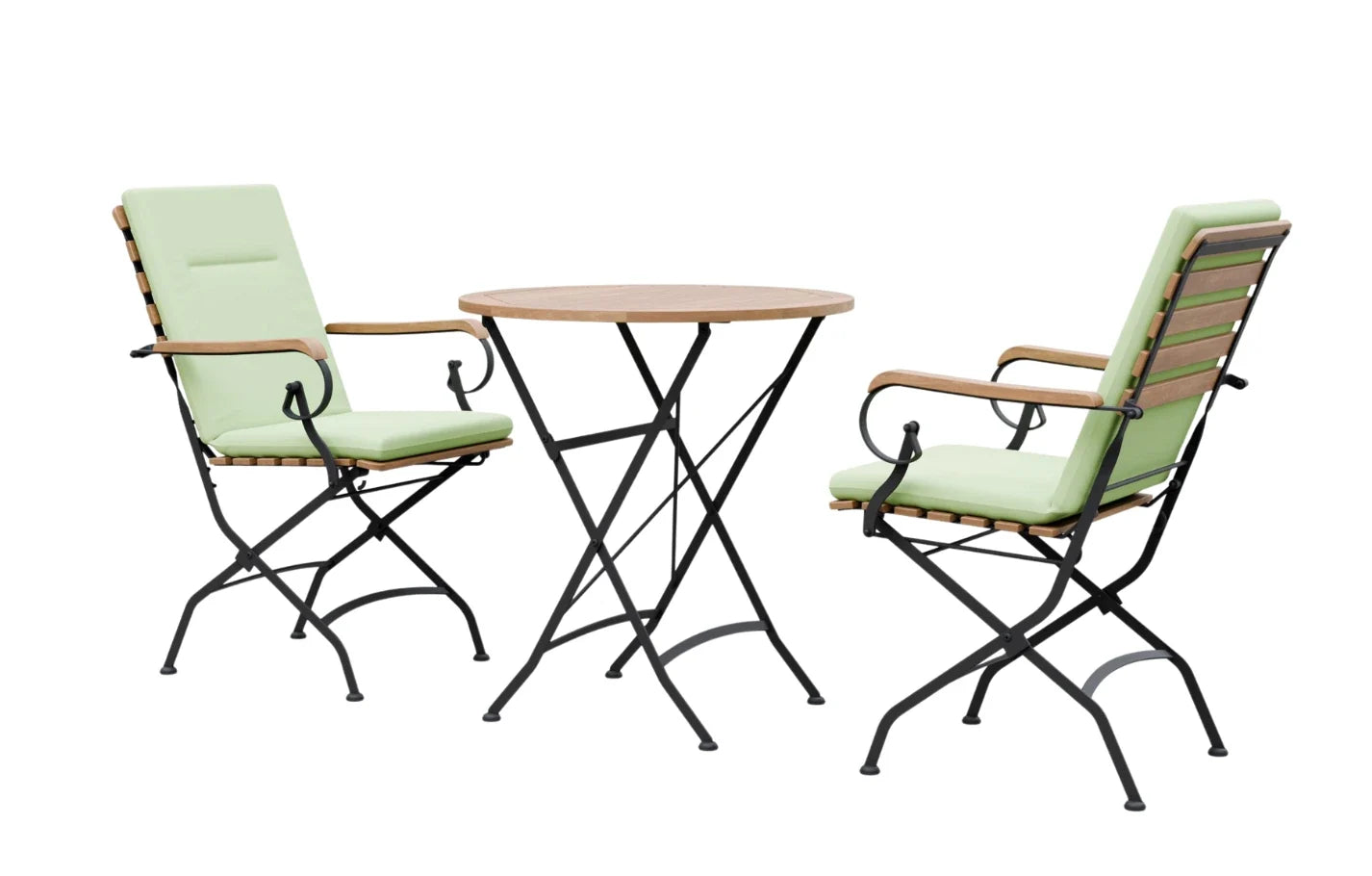 Sicily 2 Seater Teak and Wrought Iron Round 70cm Garden Dining Set