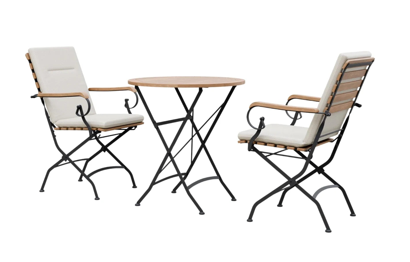 Sicily 2 Seater Teak and Wrought Iron Round 70cm Garden Dining Set