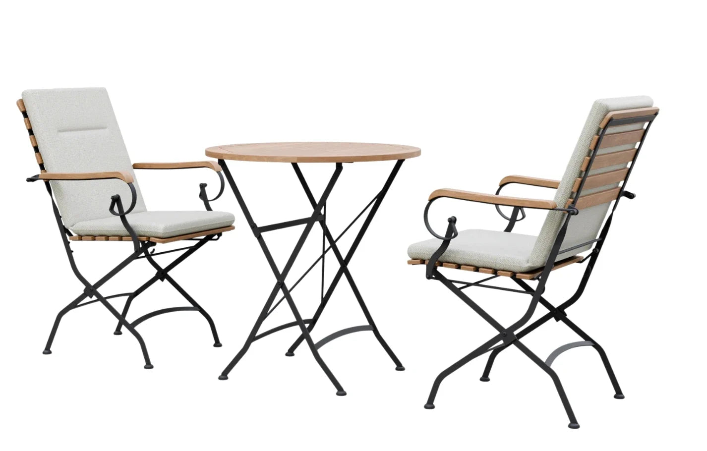 Sicily 2 Seater Teak and Wrought Iron Round 70cm Garden Dining Set