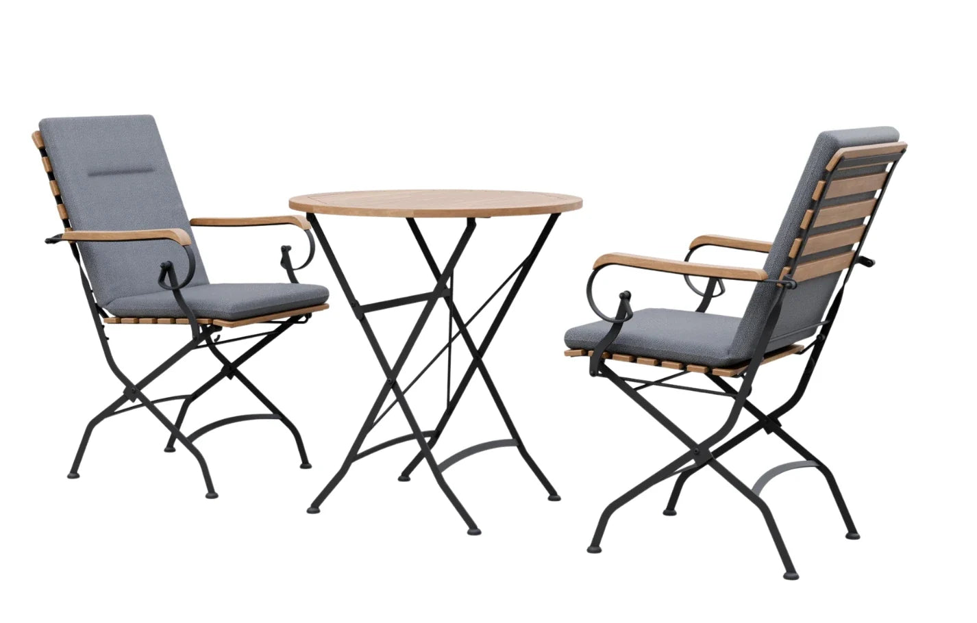 Sicily 2 Seater Teak and Wrought Iron Round 70cm Garden Dining Set