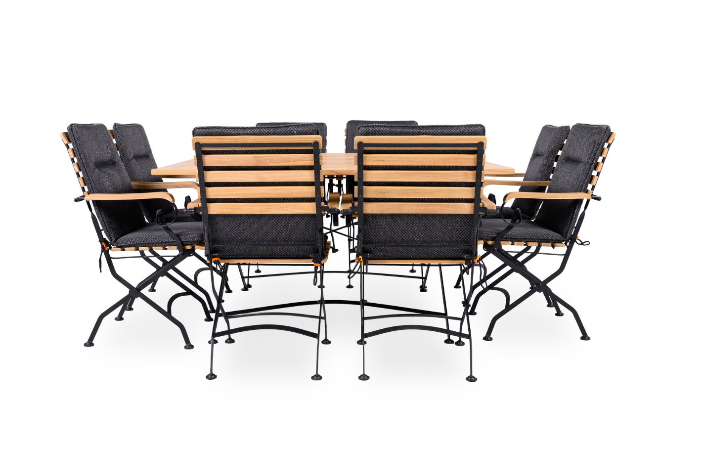 Sicily 8 Seater Teak and Wrought Iron Square 140cm Garden Dining Set