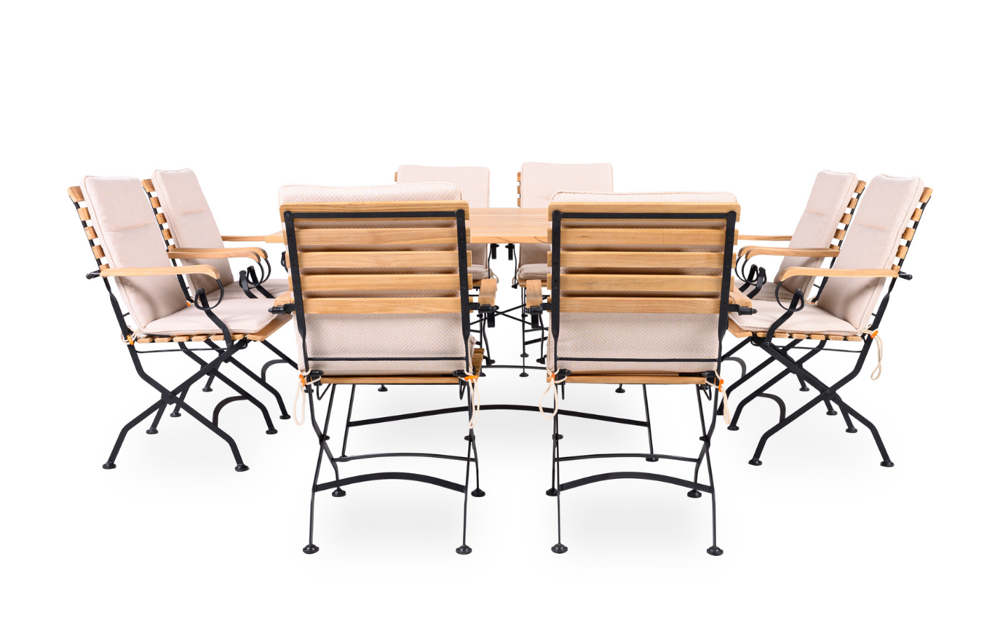 Sicily 8 Seater Teak and Wrought Iron Square 140cm Garden Dining Set