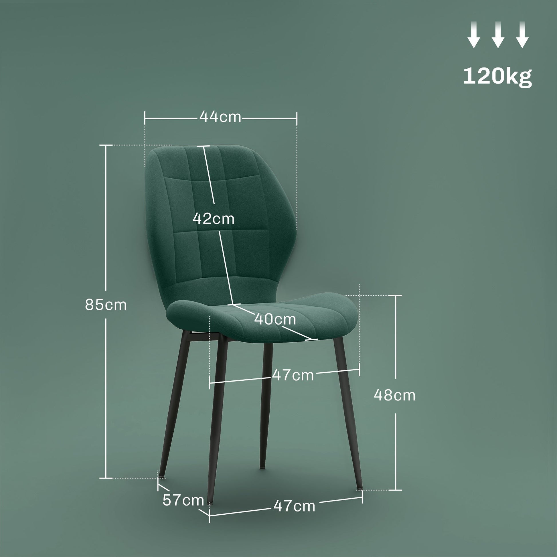 Set of Four Flannel Relaxed Tub Dining Chairs x4 - Green