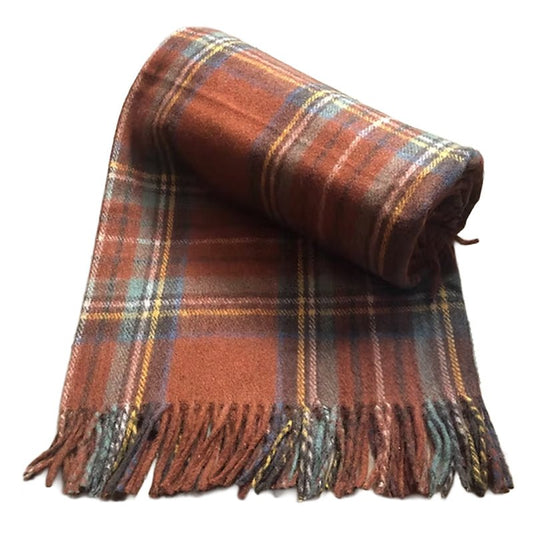 Royal Antique Recycled Wool Blanket in Soft Tartan Check