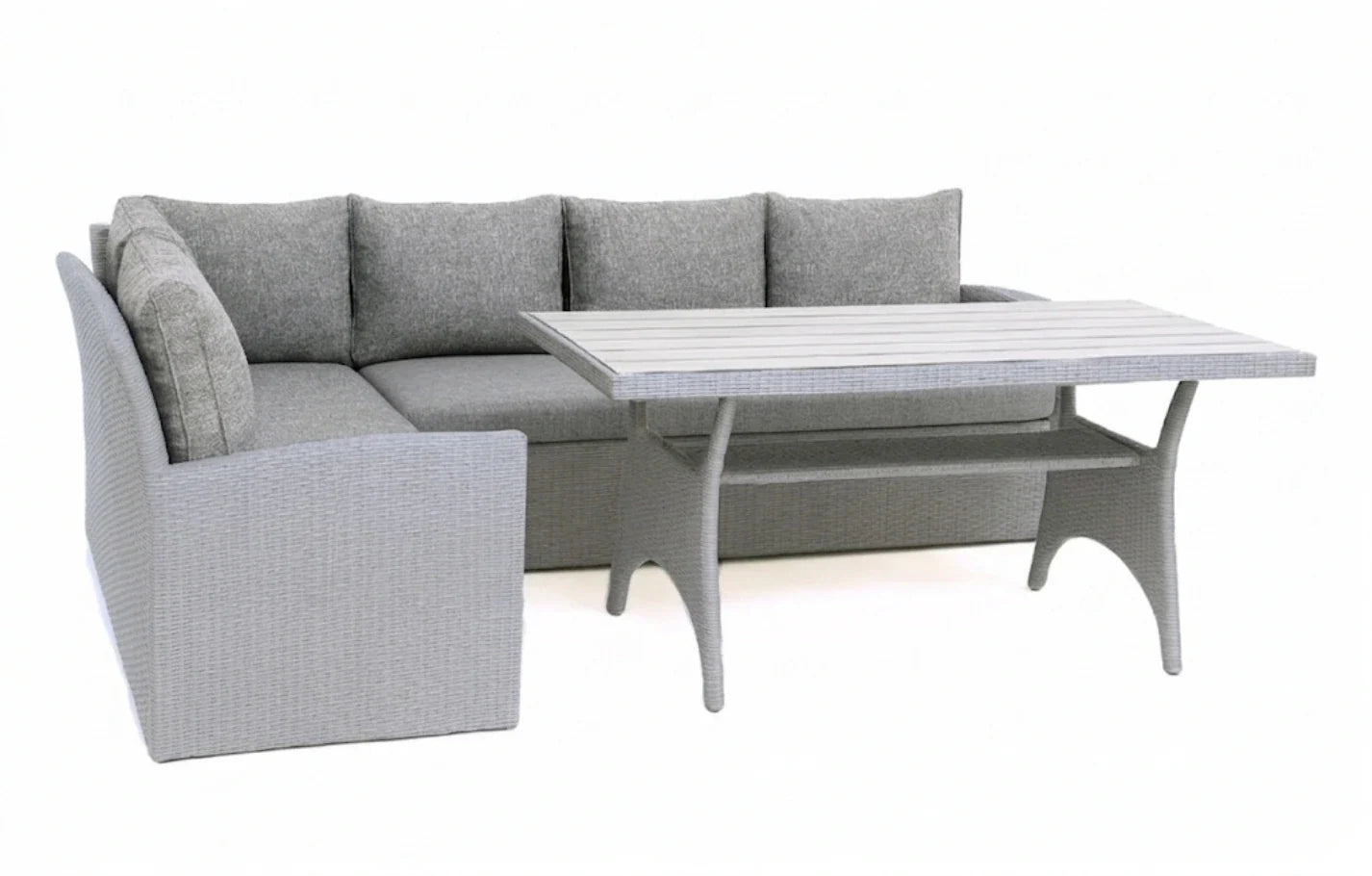 Stockholm 6 Seater Grey Rattan Garden Corner Dining Set