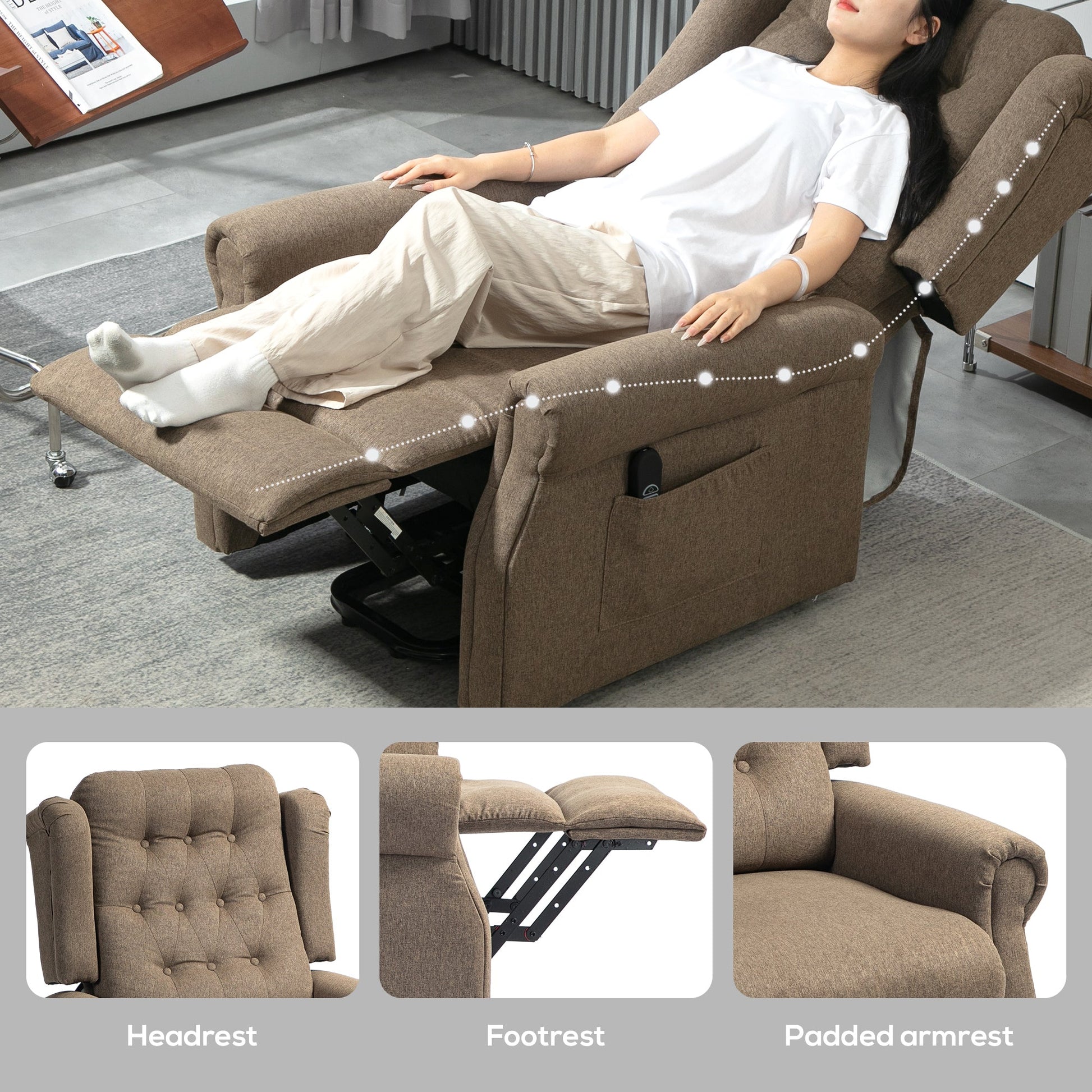 Lifting Riser and Recliner Armchair  - Dark Brown