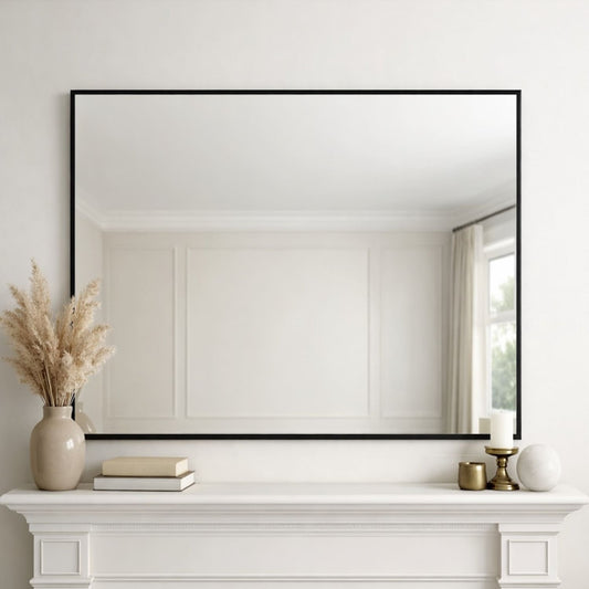 Black Metal Rectangle Mirror - 120cm x 95cm