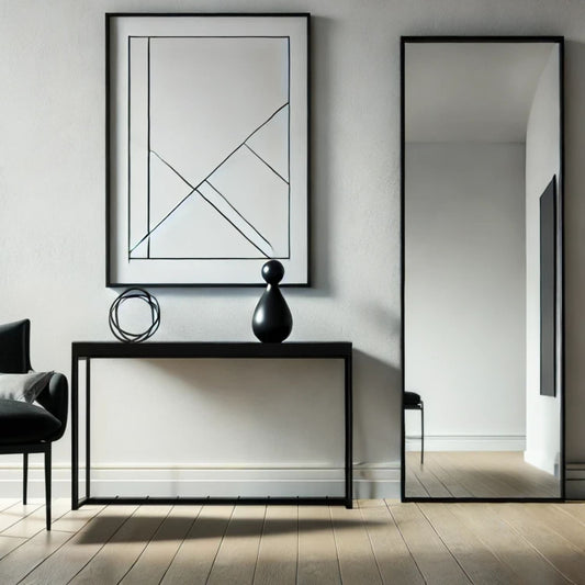 Full Length Black Metal Rectangle Mirror - 160cm x 60cm