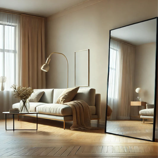 Full Length Black Metal Rectangle Mirror - 180cm x 105cm