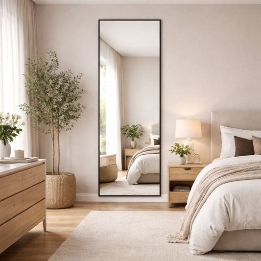 Full Length Black Metal Rectangle Mirror - 180cm x 60cm