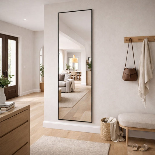 Full Length Black Metal Rectangle Mirror - 180cm x 60cm