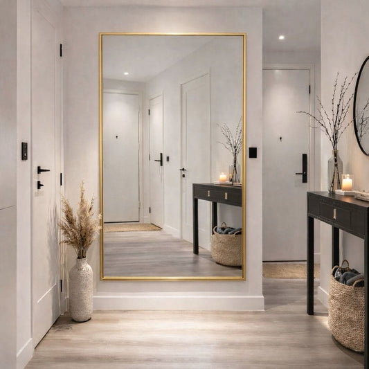 Full Length Gold Metal Rectangle Mirror - 180cm x 105cm
