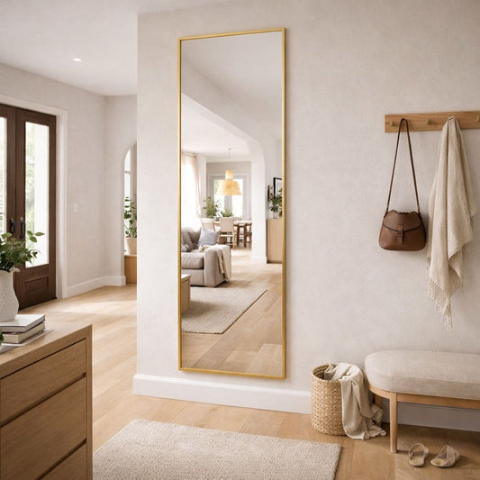 Full Length Gold Metal Rectangle Mirror - 180cm x 60cm
