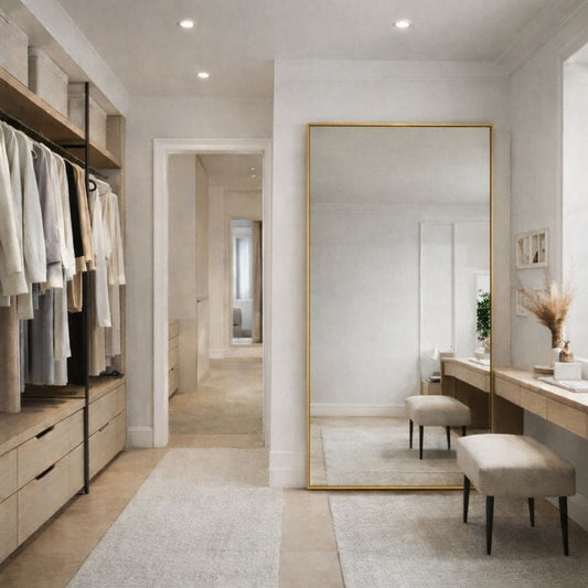 Full Length Gold Metal Rectangle Mirror - 180cm x 90cm