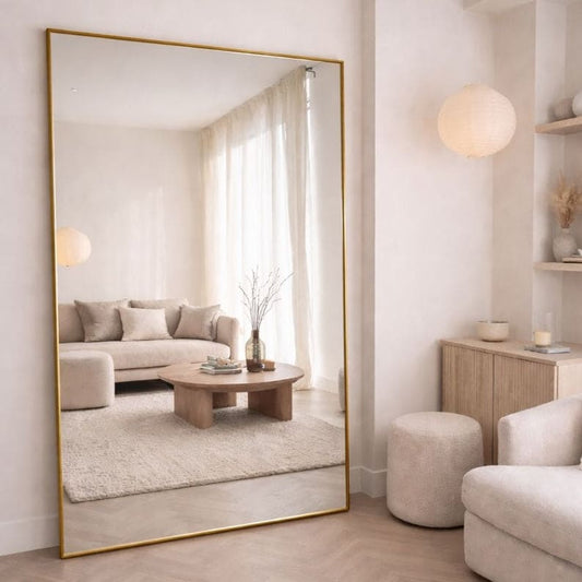 Full Length Gold Metal Rectangle Mirror - 200cm x 120cm