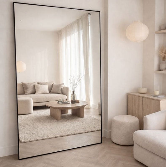 Full Length Black Metal Rectangle Mirror - 200cm x 120cm