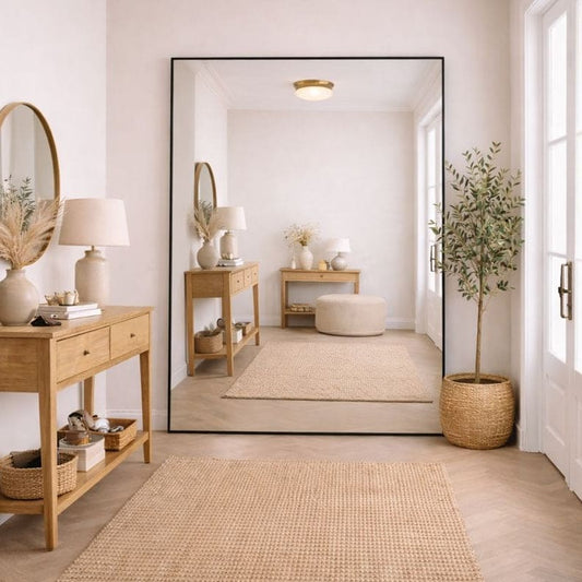 Full Length Black Metal Rectangle Mirror - 200cm x 120cm