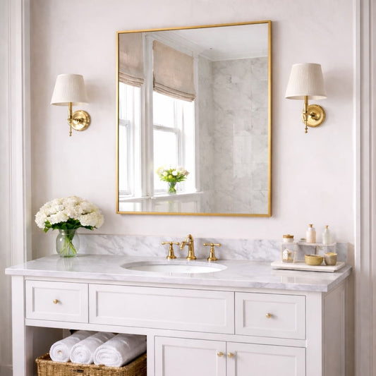 Gold Metal Rectangle Mirror - 120cm x 95cm