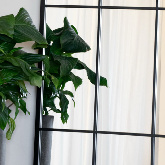 Full Length Black Metal Arched Lattice Window Mirror - 200cm x 120cm