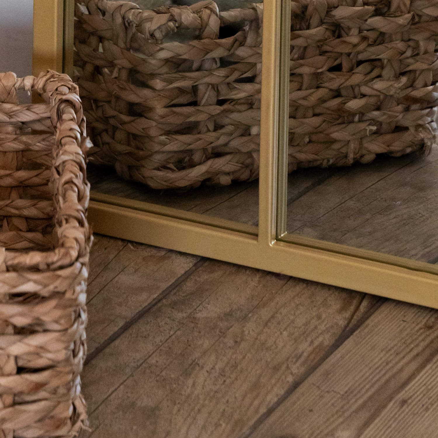 Tomi - Full Length Gold Metal Arched Lattice Window Mirror - 180cm x 90cm