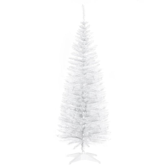 HOMCOM 5FT Pencil Slim Artificial Christmas Tree with Study Stand Tips White