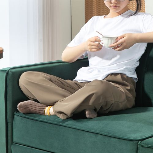 Convertible Sofa Futon Velvet-Touch Tufted Couch Sofa Bed