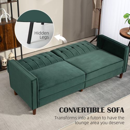 Convertible Sofa Futon Velvet-Touch Tufted Couch Sofa Bed