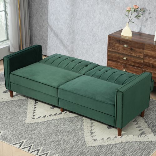 Convertible Sofa Futon Velvet-Touch Tufted Couch Sofa Bed