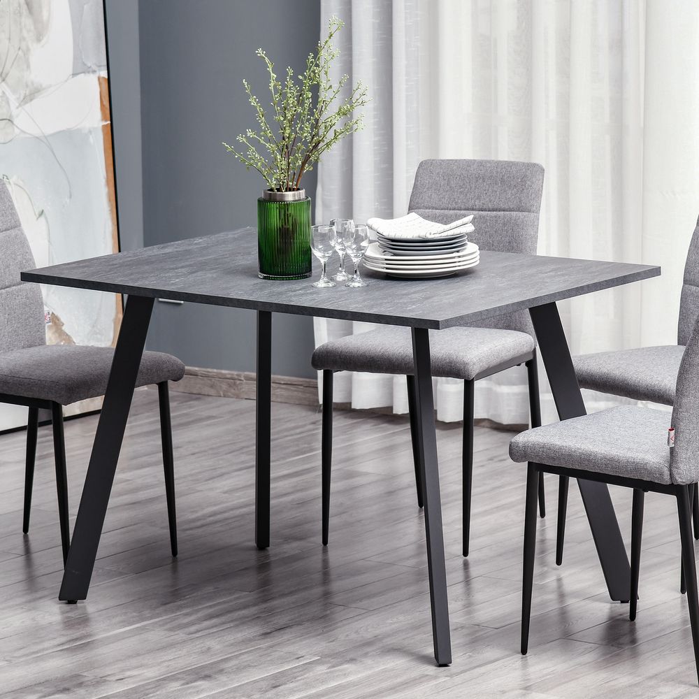 Dining Table with Metal Legs and Spacious Tabletop for Kitchen, Dining Room, Living Room, Dark Grey