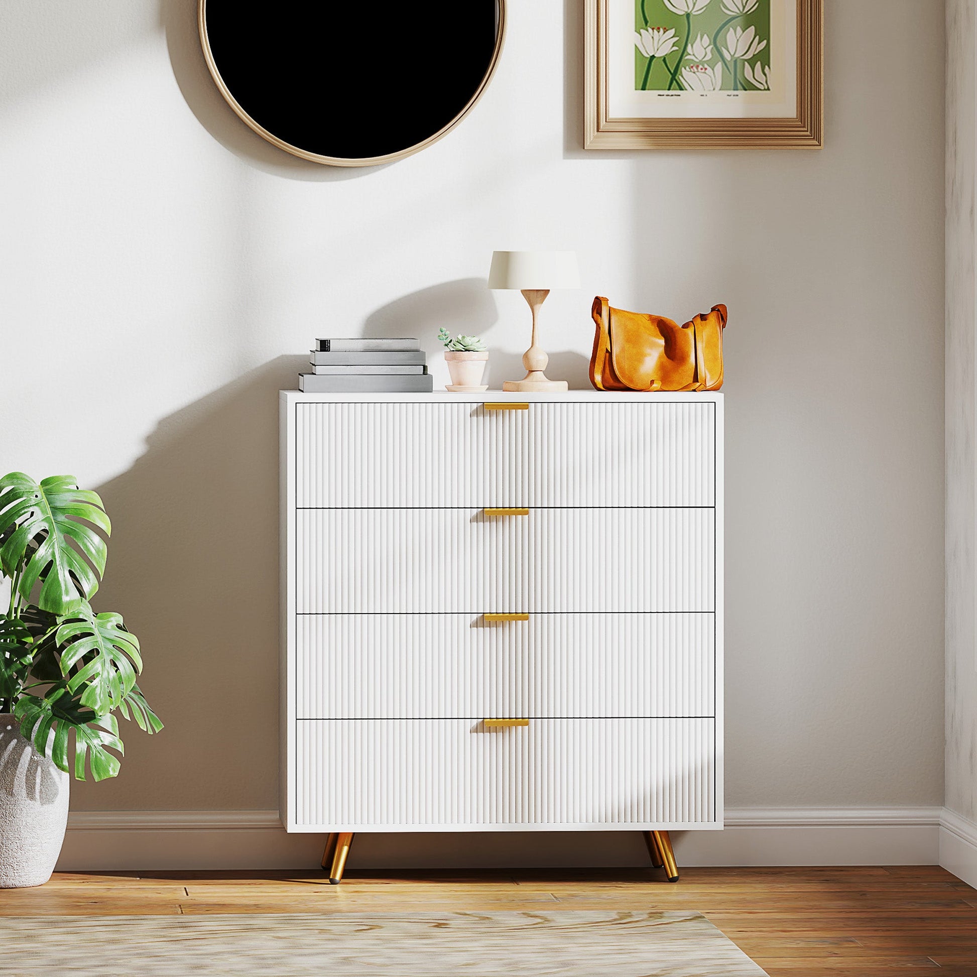 Elegant Four-Drawer Chest - White