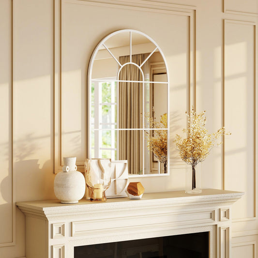 Arched Grid Mirror - White