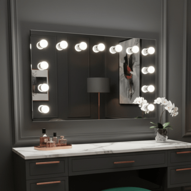 Hollywood Mirror Wall Mounted 100x60cm
