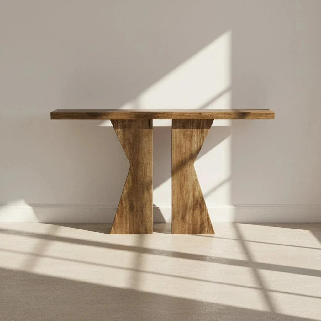 140cm Wood Console Table, 140 cm Sofa Table Entryway Table with K-Shaped Frame