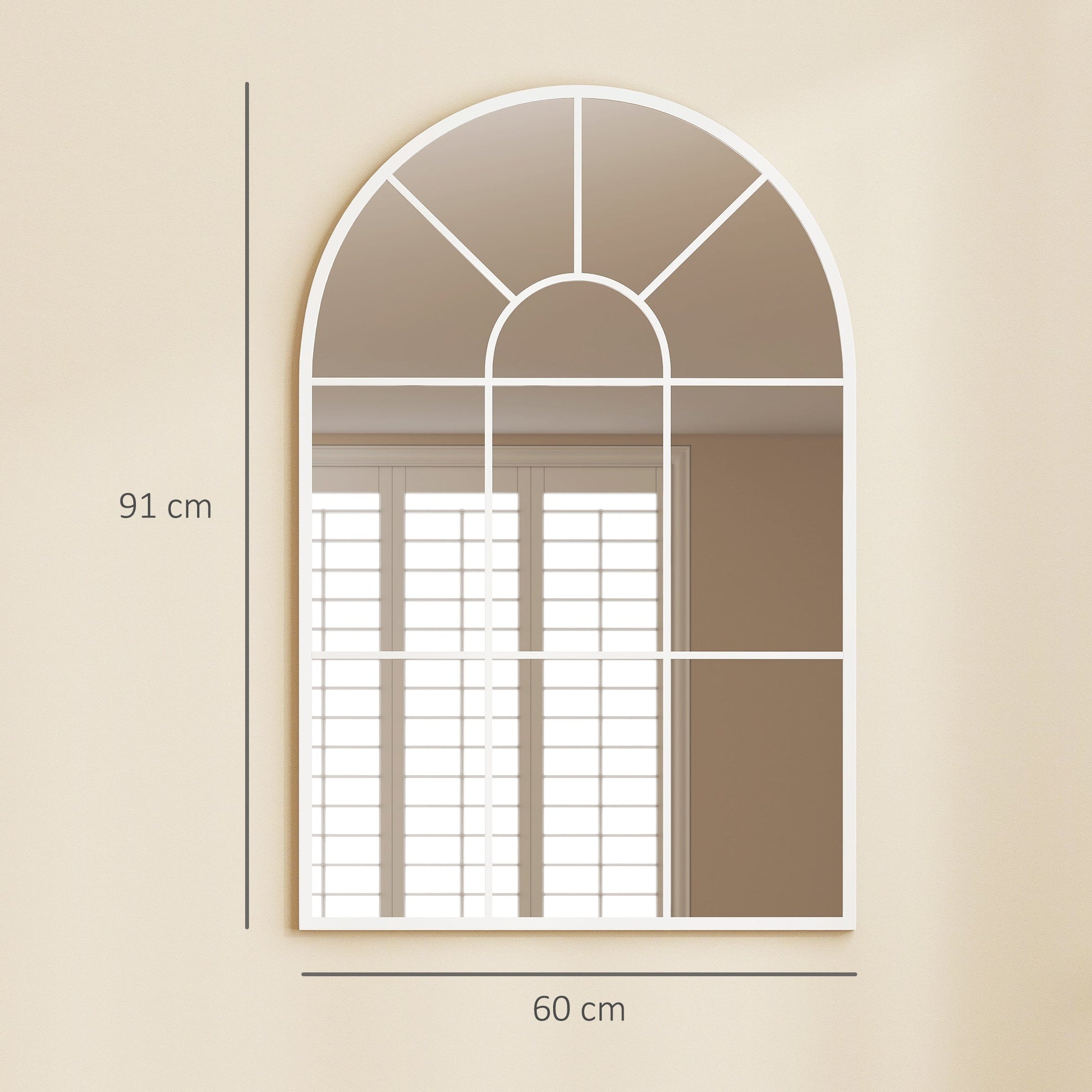 Arched Grid Mirror - White