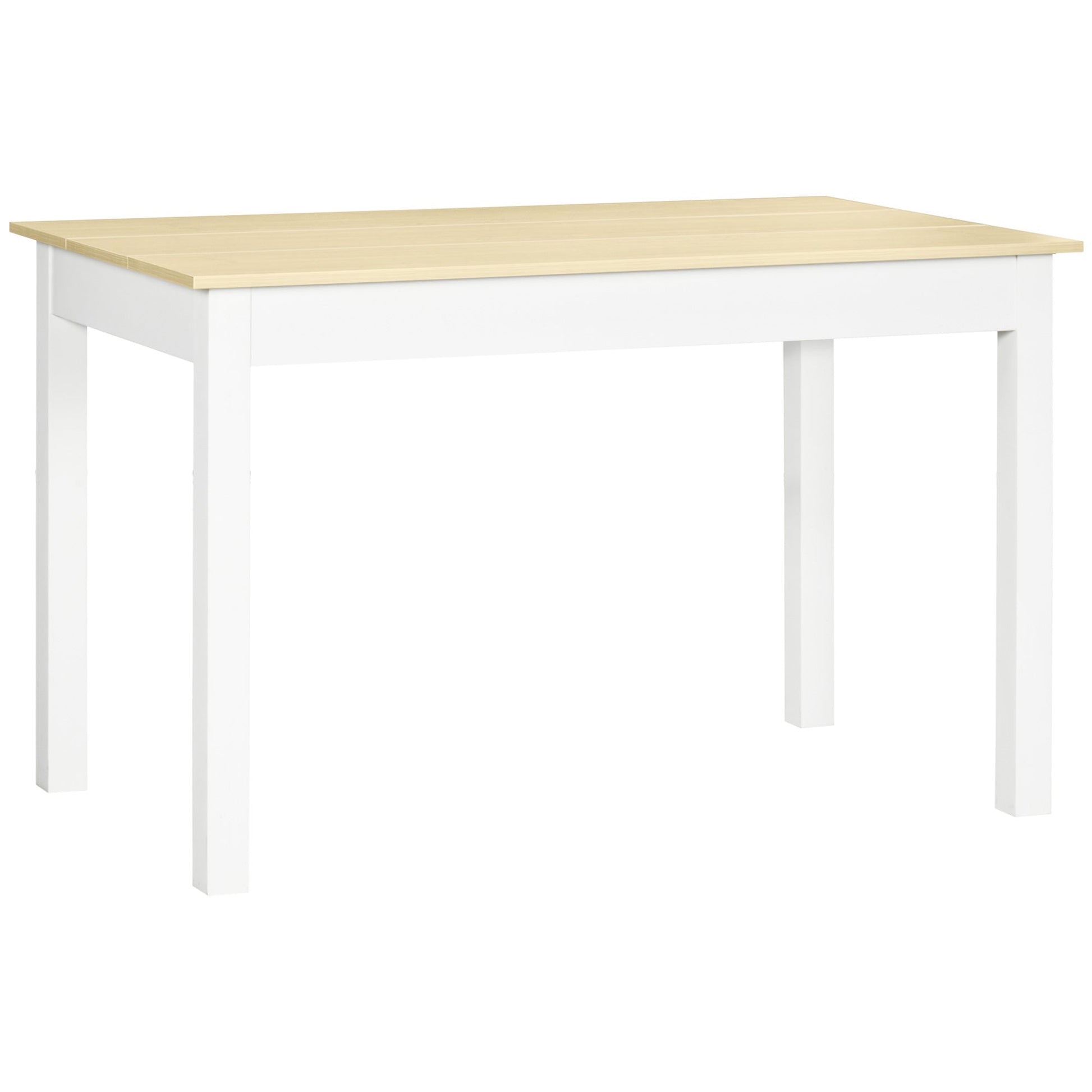 Dining Table for 4 to 6, Modern Kitchen Table with Wood Effect Tabletop, Thick Legs, 120cm, Oak Wood Grain