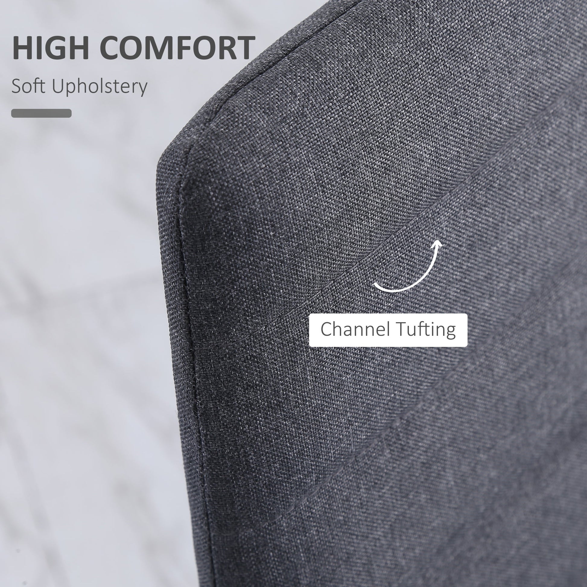 High Back Dining Chairs Modern Upholstered Linen-Touch Fabric Accent Chairs with Metal Legs for Kitchen - Grey x4