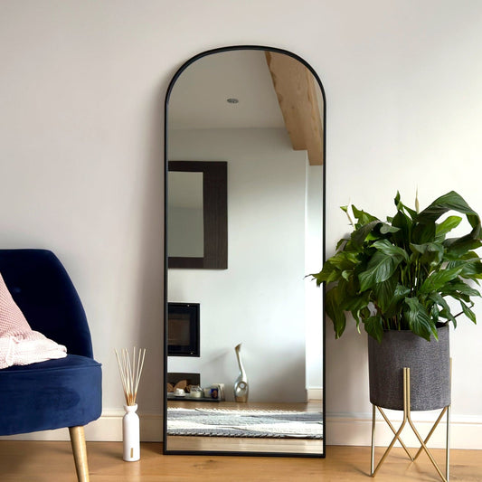 Black Metal Gentle Arch Mirror - 160cm x 60cm
