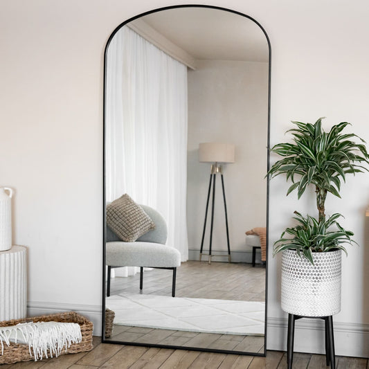 Full Length Black Metal Gentle Arch Mirror - 180cm x 90cm