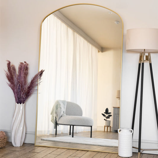 Full Length Gold Metal Gentle Arch Mirror - 180cm x 90cm.