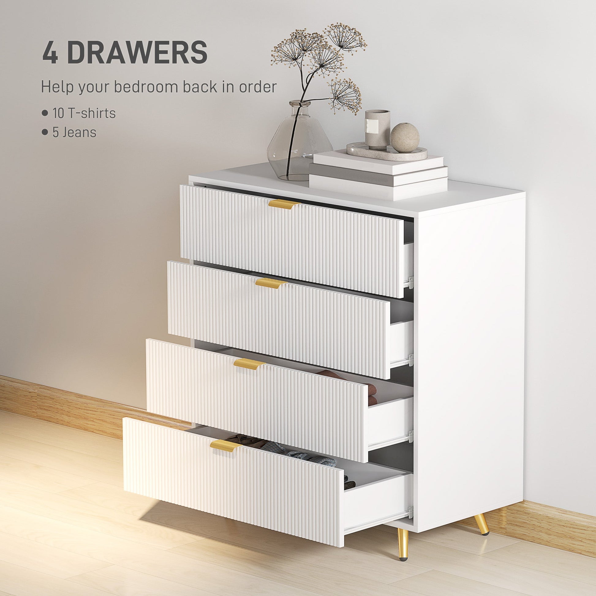Elegant Four-Drawer Chest - White