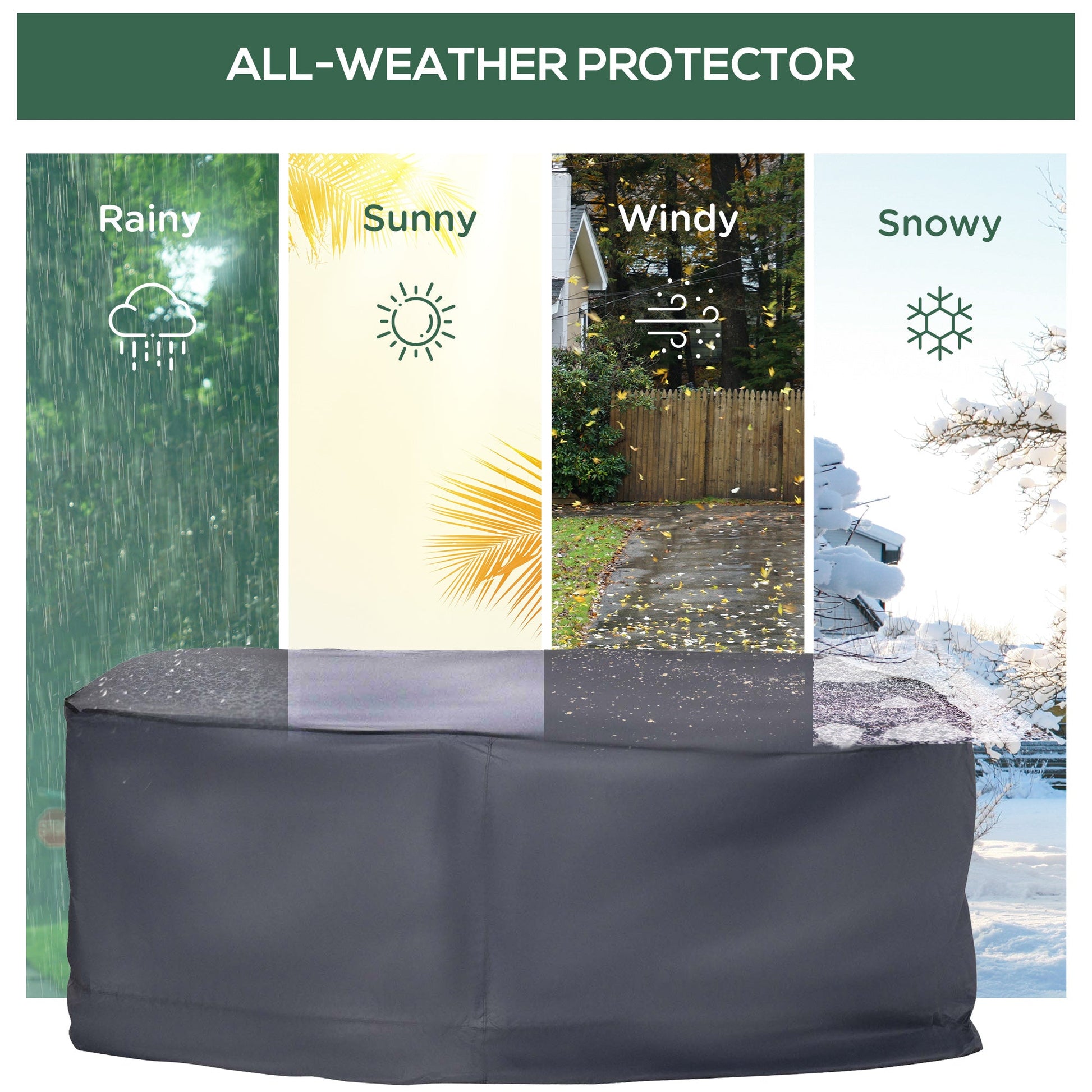 Garden Furniture Cover, Waterproof Windproof 420D Heavy Duty Oxford Fabric    Rattan Furniture Cover, Rectangular Outdoor Table Chair Set Cover, 235 x 135 x 94cm
