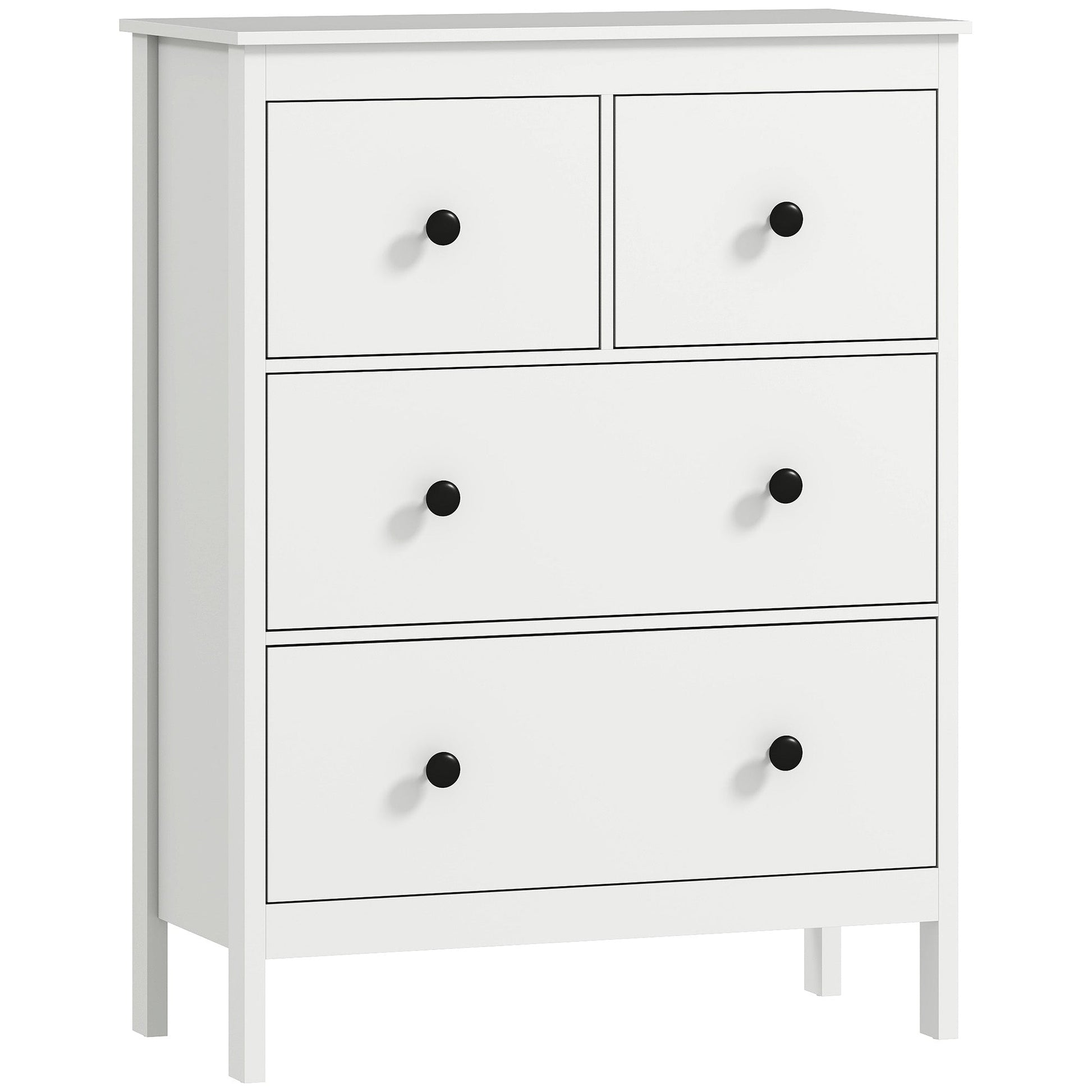 Modern Chest of Drawers, 4 Drawer Dresser Clothes Storage Organiser for Living Room, Hallway, Entryway, White